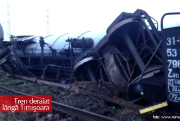 4 vagoane cu motorină au deraiat şi unul s-a răsturnat lângă Timişoara!