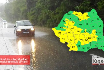 Banatul intră iar sub cod galben de ploi torenţiale şi vijelii. Problemele vor apărea din seara asta!