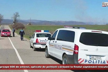 Aproape 600 de amenzi, aplicate de polițiștii cărășeni la finalul săptămânii trecute