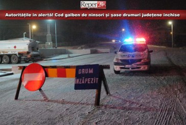 Autoritățile în alertă! Cod galben de ninsori și șase drumuri județene închise