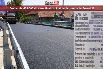 Proiect de 400.000 de euro, finalizat înainte de termen la Bozovici!