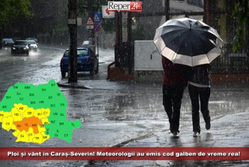 Ploi și vânt în Caraș-Severin! Meteorologii au emis cod galben de vreme rea!