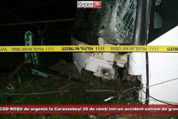 UPDATE: COD ROȘU de urgență la Caransebeș! 26 de răniți după ce un autocar plin de muncitori a izbit un Ford Ka!