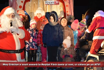 Moș Crăciun a sosit aseară la Reșița! Fără sanie și reni, ci călare pe un ATV!