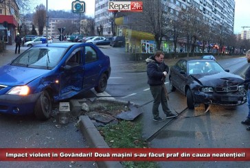 Impact violent în Govândari! Două mașini s-au făcut praf din cauza neatenției!
