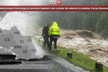 Atenționare hidrologică: posibile depășiri ale cotelor de atenție în județul Caraș-Severin!