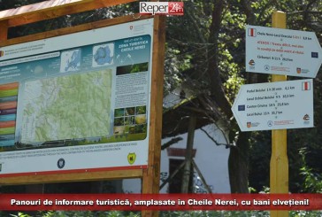 Panouri de informare turistică, amplasate în Cheile Nerei, cu bani elvețieni!