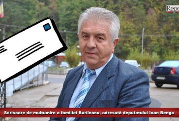 Scrisoare de mulțumire a familiei Burileanu, adresată deputatului Ioan Benga
