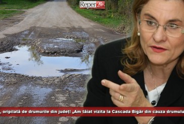Grapini, oripilată de drumurile dezastru din județ! „Am tăiat vizita la Cascada Bigăr din cauza drumului prost”