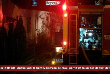 Incendiu în Reșița! Anexa unei locuințe, distrusă de focul pornit de la un coş de fum deteriorat!