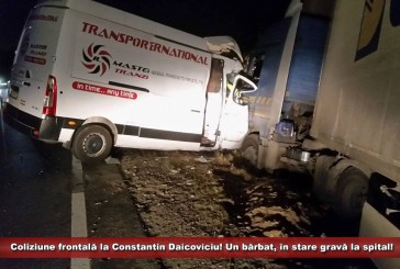 Coliziune frontală la Constantin Daicoviciu! Un bărbat, în stare gravă la spital!