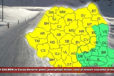COD GALBEN în Caraș-Severin: polei, precipitații mixte, vânt și ninsori viscolite la munte! Vezi când intră în vigoare atenționarea!