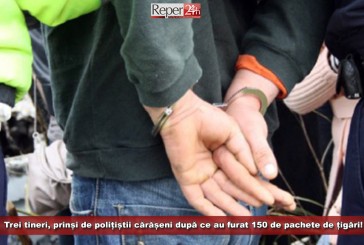Trei tineri, prinși de polițiști după ce au furat 150 de pachete de țigări dintr-o societate comercială!