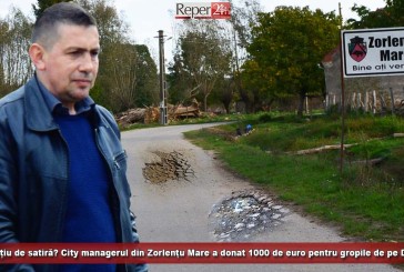 Exercițiu de satiră? City managerul din Zorlențu Mare a donat 1000 de euro pentru gropile de pe DJ 587!