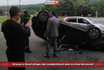 Drumul a făcut stînga, dar conducătorul auto n-a fost de acord!