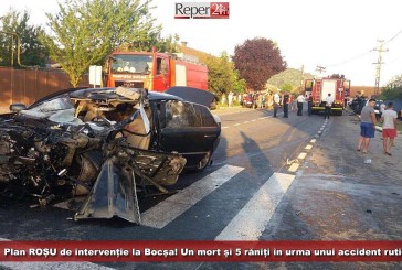 UPDATE: Plan ROȘU de intervenție la Bocșa! Un mort și 5 răniți în urma unui accident rutier