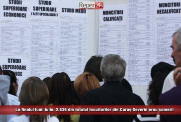 La finalul lunii iulie, 2.636 din totalul locuitorilor din Caraș-Severin erau șomeri! Rata șomajului e în creștere în județ