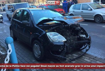 Intersecția de la Poliție face noi pagube! Două mașini au fost avariate grav în urma unui impact violent