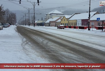 Informare meteo de la ANM! Urmează 3 zile de ninsoare, lapoviță și ploaie!