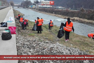 Asistații social, scoși la muncă de primarul Ioan Popa! Au igienizat malurile Bârzavei