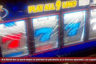 S-a făcut foc și pară după ce pierdut la păcănele și a distrus aparatul…cu capul!
