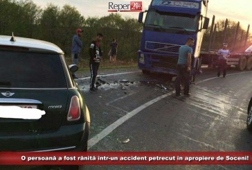 Accident la Soceni: un autoturism s-a izbit frontal de un tir! O femeie a rămas încarcerată!