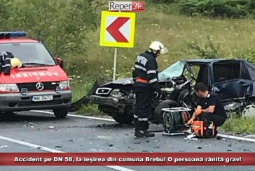 Accident pe DN 58, la ieșirea din comuna Brebu! O persoană rănită grav!