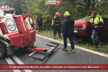 În apropiere de Reșița, un șofer a plonjat cu mașina în albia râului Bârzava!