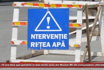 15 ore fără apă potabilă în mai multe zone din Reșița! Mii de consumatori, afectați!