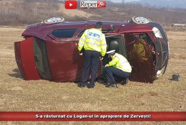 S-a răsturnat cu Logan-ul în apropiere de Zervești!