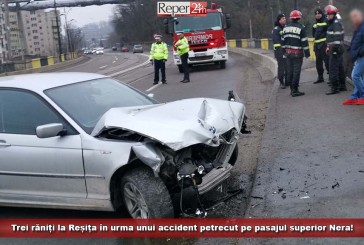 Trei răniți la Reșița în urma unui accident petrecut pe pasajul superior Nera!