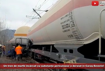 UPDATE: Un tren de marfă încărcat cu substanțe periculoase a deraiat în Caraș-Severin! Traficul feroviar este închis