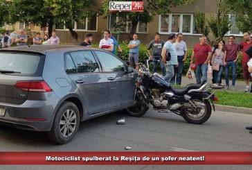 Motociclist spulberat la Reșița de un șofer neatent!