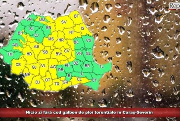 Nicio zi fără cod galben de ploi torențiale în Caraș-Severin