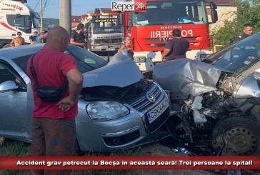 3 persoane au ajuns la spital în această seară, în urma impactului frontal de la Bocșa!