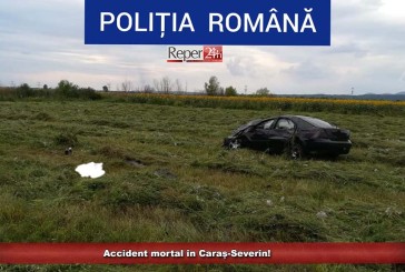 Accident mortal în Caraș-Severin! O mașină a lovit un cap de pod și s-a rostogolit pe câmp pe o distanță de 40 de metri!