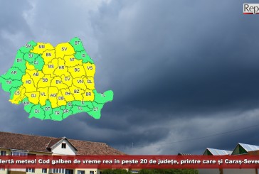 Alertă meteo! Cod galben de vreme rea în peste 20 de județe, printre care și Caraș-Severin!