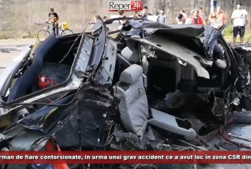 Un morman de fiare contorsionate, în urma unui grav accident ce a avut loc în zona CSR din Reșița