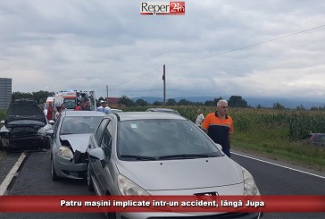 Patru mașini implicate într-un accident, lângă Jupa