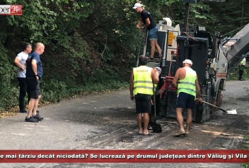 Mai bine mai târziu decât niciodată? Se lucrează pe drumul județean dintre Văliug și Vila Klaus