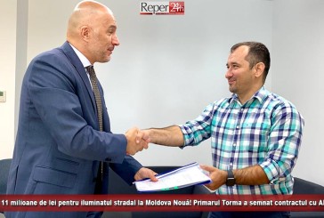 Aproape 11 milioane de lei pentru iluminatul stradal la Moldova Nouă! Primarul Torma a semnat contractul cu ADR Vest!