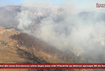 Incendiul din zona Cornereva, stins după șase zile! Flăcările au distrus aproape 90 de hectare!