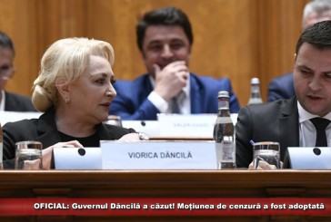 Guvernul Dăncilă a căzut! Moțiunea de cenzură a fost adoptată