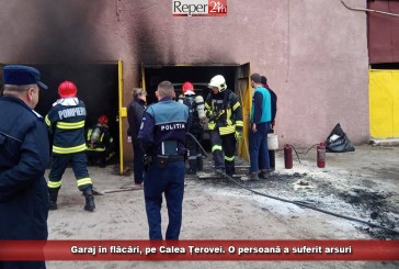 Garaj în flăcări, pe Calea Țerovei. O persoană a suferit arsuri