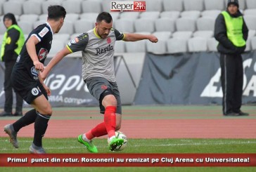 Primul  punct din retur. Rossonerii au remizat pe Cluj Arena cu Universitatea!