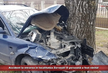  Accident la intrarea în localitatea Zervești! O persoană a fost rănită!