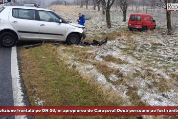 Coliziune frontală pe DN 58, în apropiere de Carașova! Două persoane au fost rănite!