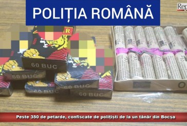 Peste 350 de petarde, confiscate de polițiști de la un tânăr din Bocșa
