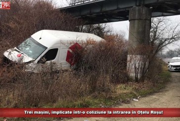 Trei mașini, implicate într-o coliziune la intrarea în Oțelu Roșu!