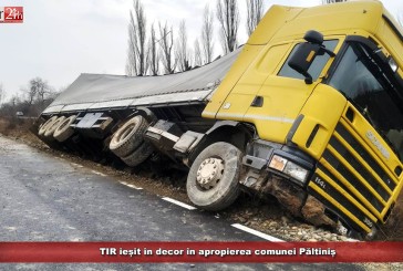 TIR ieșit în decor în apropierea comunei Păltiniș